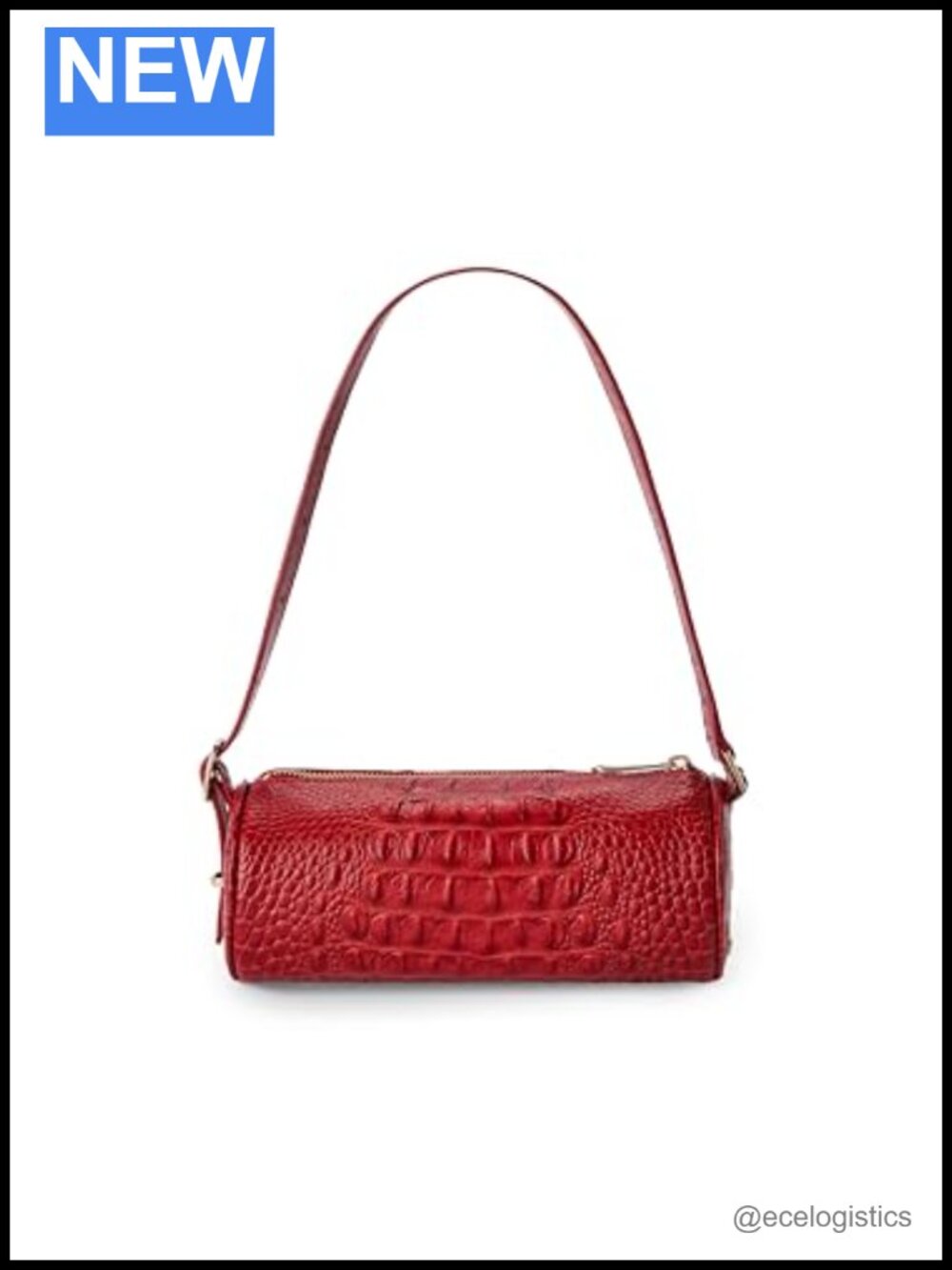 Leather Bucket Crossbody Bag Adjustable Strap Zip Top